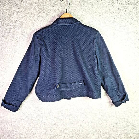 Liz Claiborne Textured Navy Blue Cropped Blazer Classic Waist Length Size 14 - Picture 3 of 16